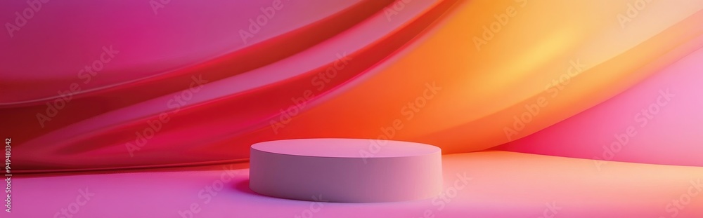 Poster minimalist abstract backdrop with pedestal 3d illustration and rendering