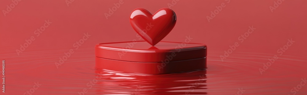 Aufkleber red heart box in a red environment 3d rendering
