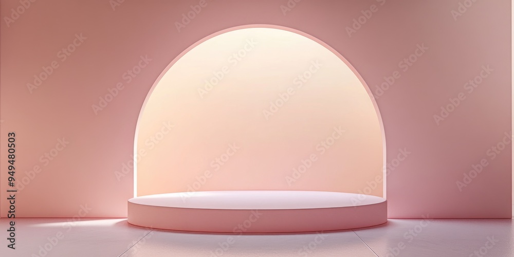 Poster Minimal pastel colored background designed for a cosmetic or product display podium 3D rendering