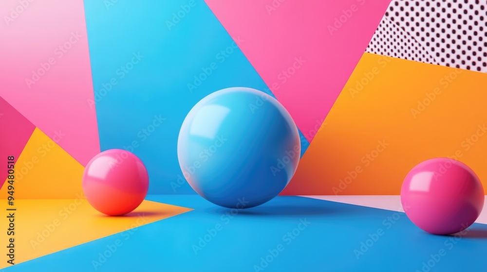 Fototapete abstract geometric shape featuring a vibrant background ideal for product mockups banners presentati