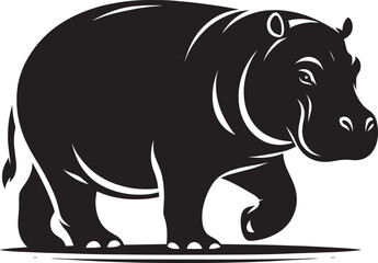 Hippo Silhouette isolated on white background Minimalist hippo vector illustration