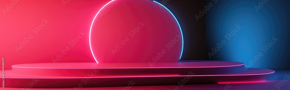 Aufkleber Abstract pink background featuring a minimalistic layout ideal for product presentation A composition of geometric shapes designed for showcasing a product 3D rendering