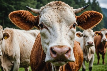 curious cow looking closely at the camera
