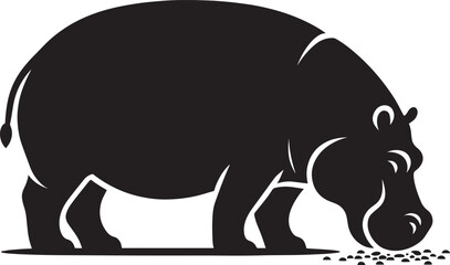 Hippo Silhouette isolated on white background Minimalist hippo vector illustration