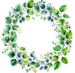 Fototapeta premium simple green circular border with plants