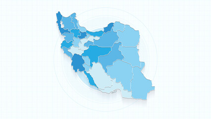 Obraz premium Blue Map of Iran, Iran map with borders of the states, country high detailed illustration map.