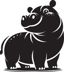 Obraz premium Hippo Silhouette isolated on white background Minimalist hippo vector illustration