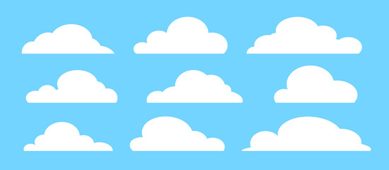 Obraz premium Cloud set isolated on blue sky background.