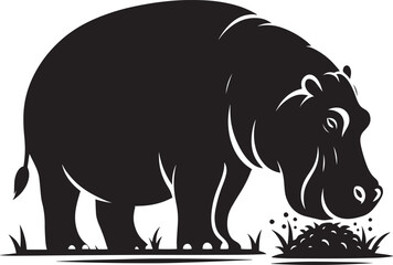 Hippo Silhouette isolated on white background Minimalist hippo vector illustration