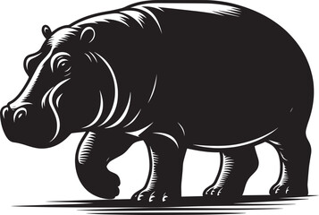 Hippo Silhouette isolated on white background Minimalist hippo vector illustration
