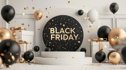 Black Friday 2025 decoration balloon isolated on white background