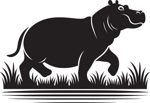 recommend clip art: Hippo Silhouette isolated on white background Minimalist hippo vector illustration