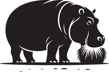 Fototapeta premium Hippo Silhouette isolated on white background Minimalist hippo vector illustration