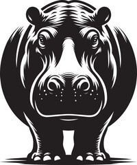 Hippo Silhouette isolated on white background Minimalist hippo vector illustration