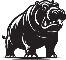 Fototapeta premium Hippo Silhouette isolated on white background Minimalist hippo vector illustration