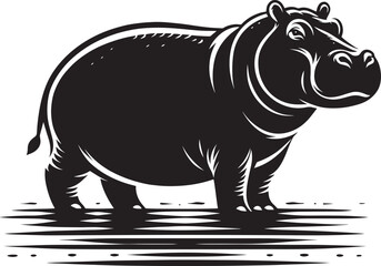 Hippo Silhouette isolated on white background Minimalist hippo vector illustration