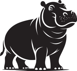 Hippo Silhouette isolated on white background Minimalist hippo vector illustration