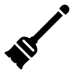 Broomstick icon in glyph solid black fill style