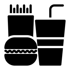 Obraz premium Fast food icon in glyph solid black fill style