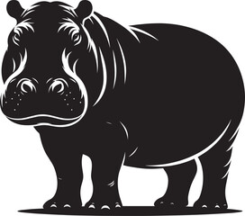 Fototapeta premium Hippo Silhouette isolated on white background Minimalist hippo vector illustration