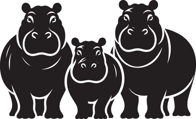 Hippo Silhouette isolated on white background Minimalist hippo vector illustration