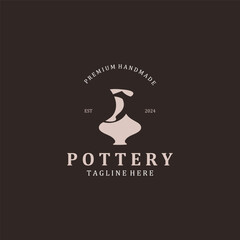Pottery logo design handmade, creative traditional mug craft concept inspiration nature workshop