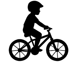 Naklejka premium silhouette child playing bicycle vector on white