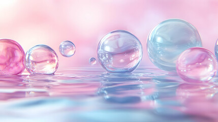 Abstract Water Droplets on Pink and Blue Background