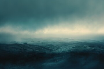 Obraz premium A view of a vast body of water under a cloudy sky, creating reflections on the surface, Shimmering mirage of a distant horizon