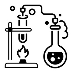 An outline style icon of medical lab experiment  
