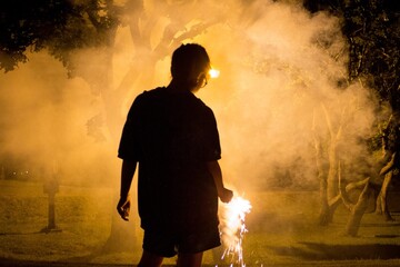 花火を楽しむ少女