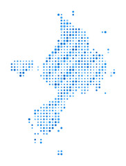 Sark Dot Map. Island Digital Style Shape. Sark vector image. Island shape with blue circular dots. Elegant vector illustration.