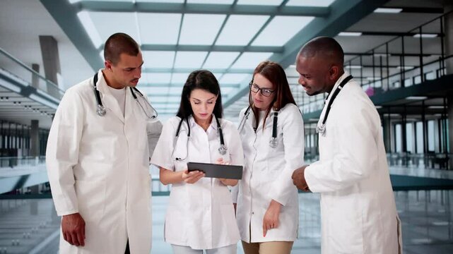 Standing Doctor Teamwork In Hospital