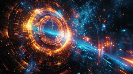 Obraz premium Abstract Clockwork Galaxy - Futuristic Time and Space Art