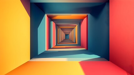 Impossible Geometric Abstract Shape on Vibrant Color Background,Mind-Bending Optical Illusion Composition