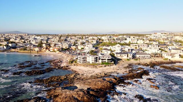 Aerial sunset view at coastal Bloubergstrand of Kleinbaai Beach Blouberg