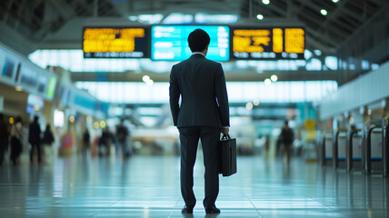 Fototapeta premium 空港ゲートでの日本人ビジネスマン