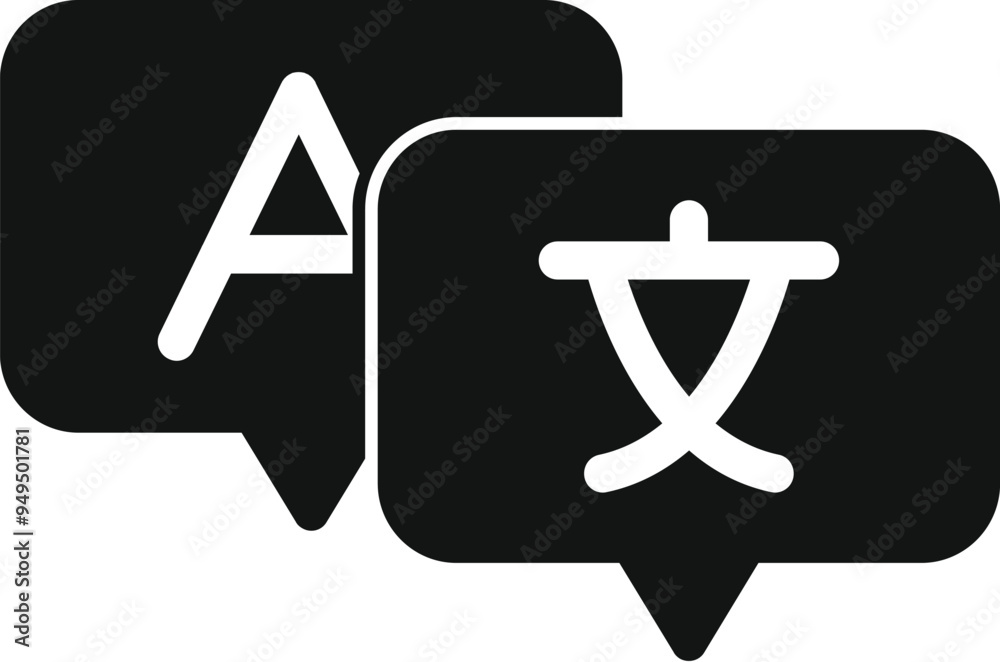 Poster simple vector representing a language translator app, instantly translating between two languages