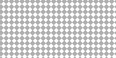 Fototapeta premium Minimal diamond vector overlapping Pattern geometric square wave line. black and white seamless tile stripe pattern geometric create retro square line pattern white background.