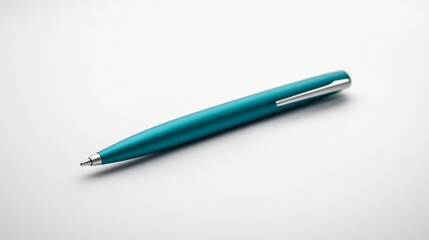 Fototapeta premium Minimalist Teal Pen on White Surface Generative AI