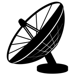 Dish Antenna Silhouette Black Vector