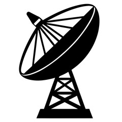 Dish Antenna Silhouette Black Vector