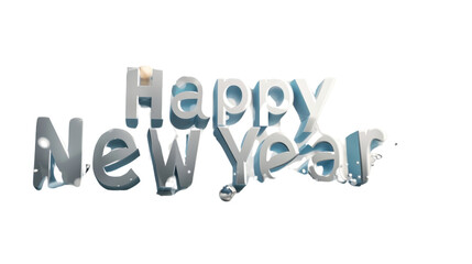2025 Happy New Year 3d number silver isolated on white background