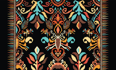 Ikat seamless pattern,geometric design,motif ethnic handmade, Ikat ethnic tribal,boho colors seamless wallpaper. for background,fabric,wrapping,clothing,wallpaper,Batik,carpet,embroidery style.