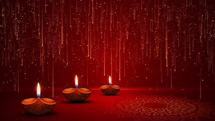 Diwali Diyas Happy Diwali or Deepawali card with copy space diwali festival fireworks animation. celebrate the Hindu Festival of Lights Celebration, Wishes, Message, holiday. Festival of lights pooja
