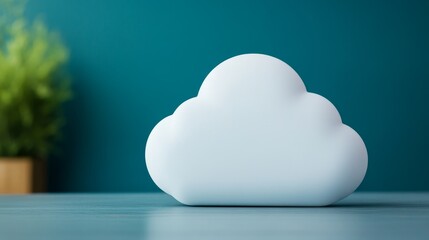 cloud computing technology - data storage and processing - innovation and future of business - white cloud symbol on blue background - conceptual image.