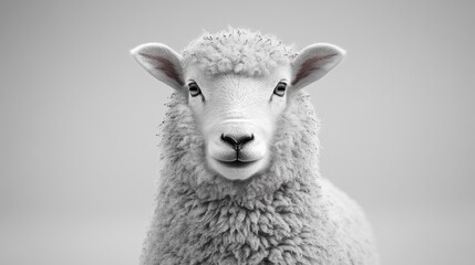 Fototapeta premium Close-up Portrait of a White Sheep Generative AI