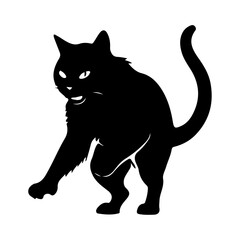 A Angry Cat vector silhouette isolated whtie background