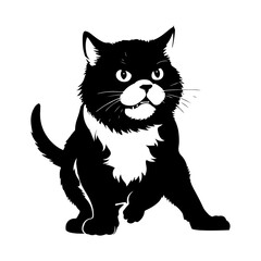 Obraz premium A Angry Cat vector silhouette isolated whtie background