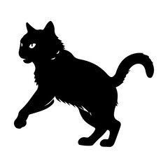 A Angry Cat vector silhouette isolated whtie background